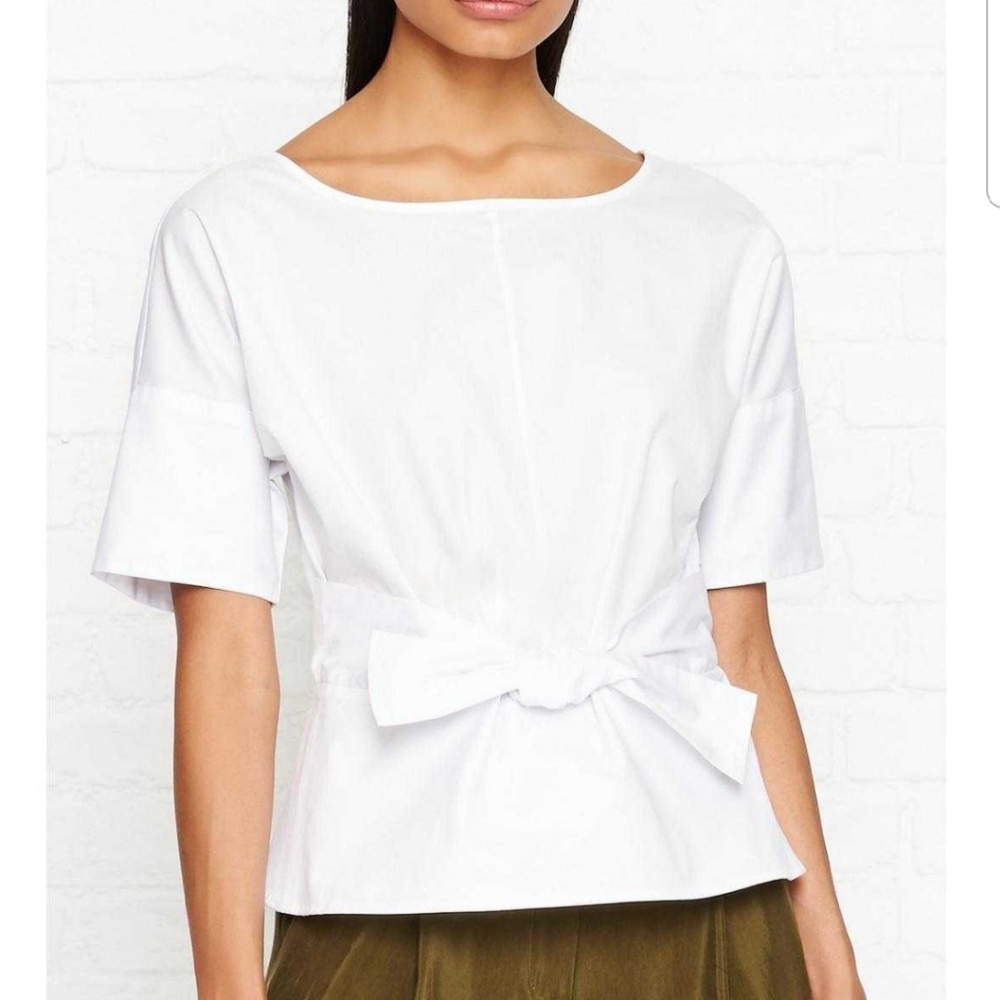 DKNY Tie Front Short Sleeve 100% Cotton Blouse